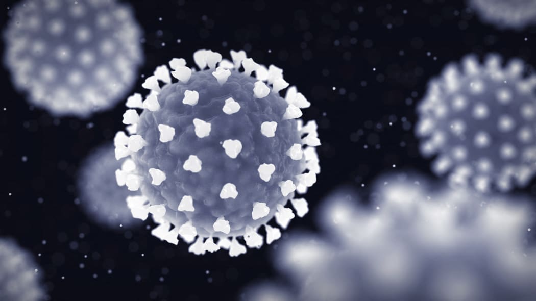 Illustration of coronavirus particles. Coronaviruses cause several diseases in humans, including covid-19, SARS and forms of the common cold. (Photo by NOBEASTSOFIERCE/SCIENCE PHOTO LI / DDJ / Science Photo Library via AFP)