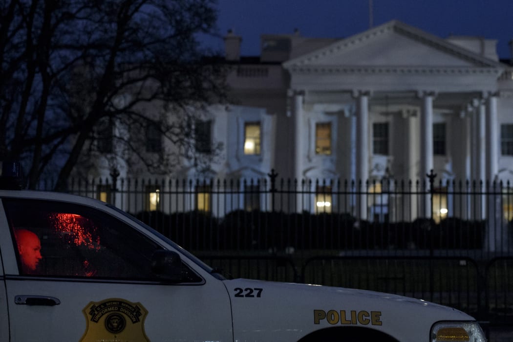 A member of the Secret Service uniformed division outside the White House.