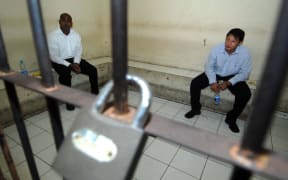 Andrew Chan and Myuran Sukumaran in a jail cell in Bali.