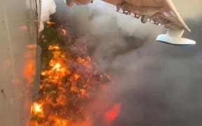 6612062 30.07.2021 In this handout photo released by Rostech press service, a Beriev Be-200 amphibious aircraft extinguishing a forest fire in Antalya, Turkey.