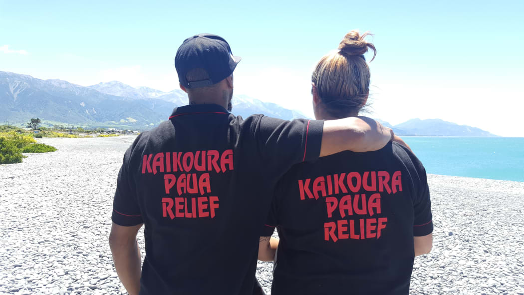 Matene Martin and Elisha Riwaka from Kaikōura Paua Relief.