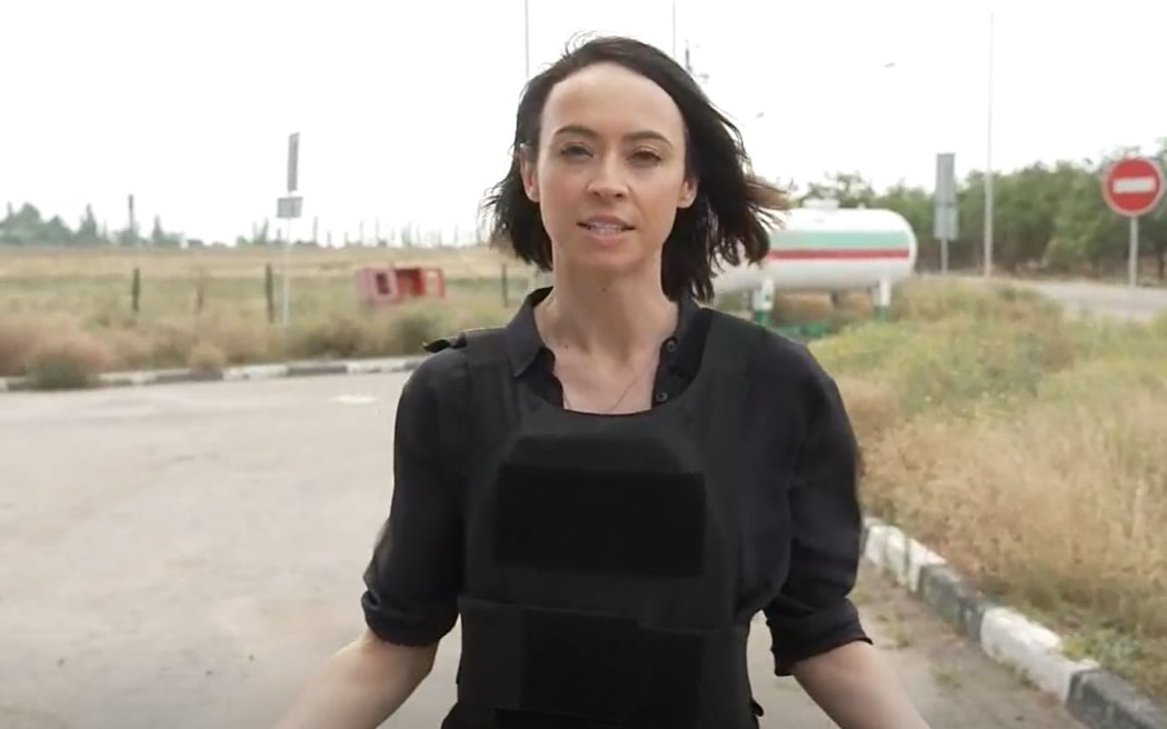 Tova O'Brien southeast of Mykolaiv, filming 20 kilometres from what Ukrainians call the 'Zero Line'.