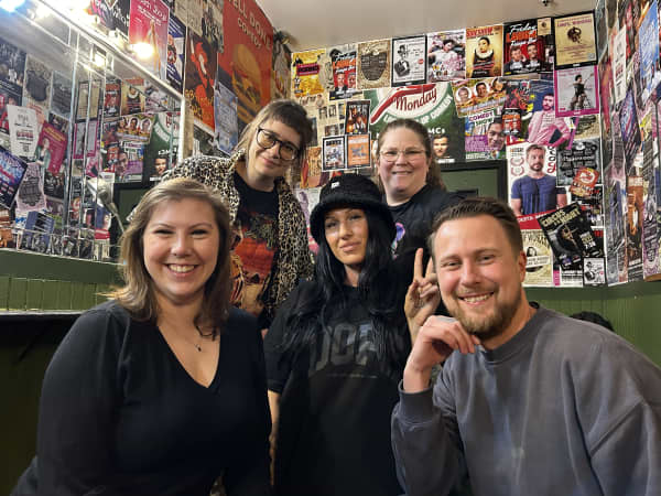 From left, comedians Emma Jean Ranson and Anya Rzhevitskaya, tattoo artist Pearl Watson, and comedians Katy Borrows and Ivan Fadjukoff.