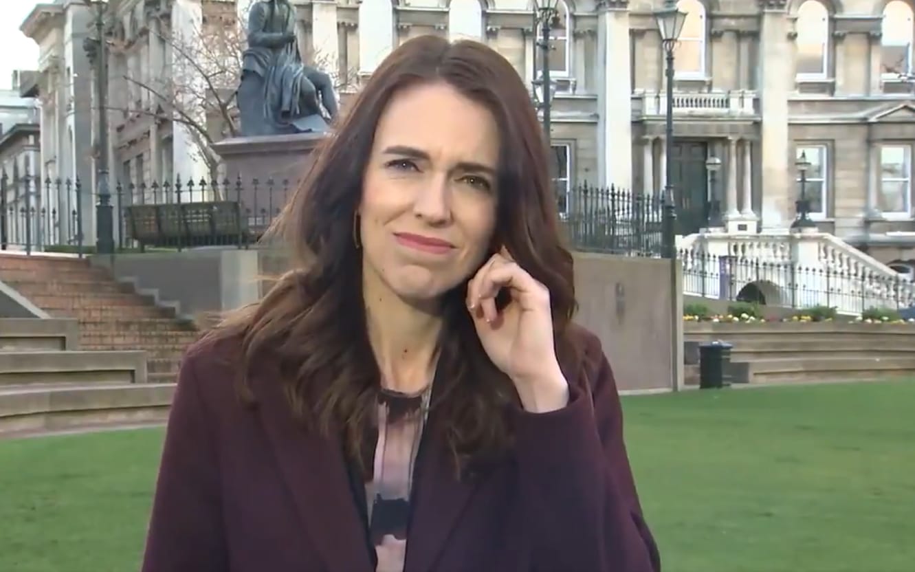The PM battles a firing earpiece, angry birds and big bells fielding questions about the Bledisloe Cup on Tuesday.