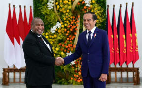 James Marape and Joko Widodo at the 2nd PNG-Indonesia Business Forum held on 14 July in Jakarta.