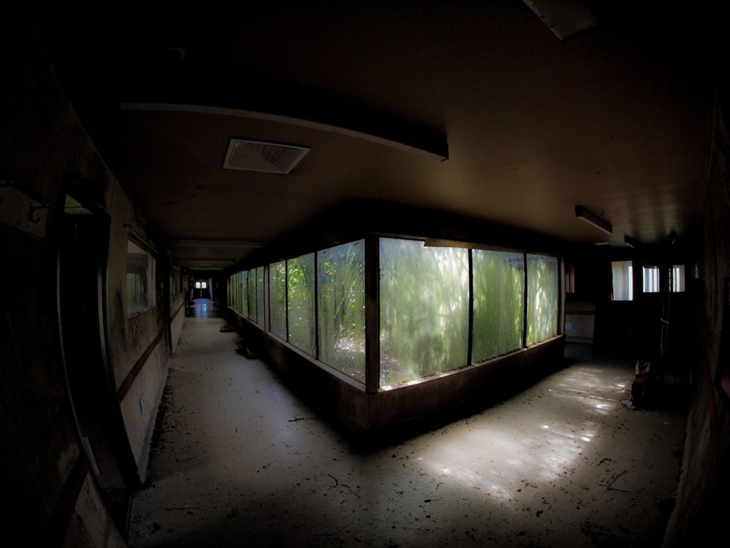 A corridor in Tokanui Psychiatric Hospital, which opened in 1912 and closed in 1998..