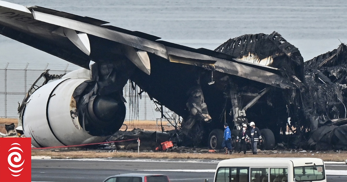 تحطمت طائرة يابانية على المدرج في رحلة الزلزال الثالثة