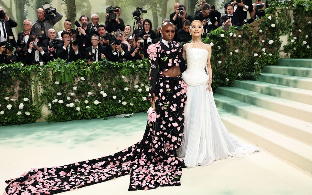 NEW YORK, NEW YORK - MAY 06: (L-R) Cynthia Erivo and Ariana Grande attend The 2024 Met Gala Celebrating "Sleeping Beauties: Reawakening Fashion" at The Metropolitan Museum of Art on May 06, 2024 in New York City. (Photo by Jamie McCarthy/Getty Images)