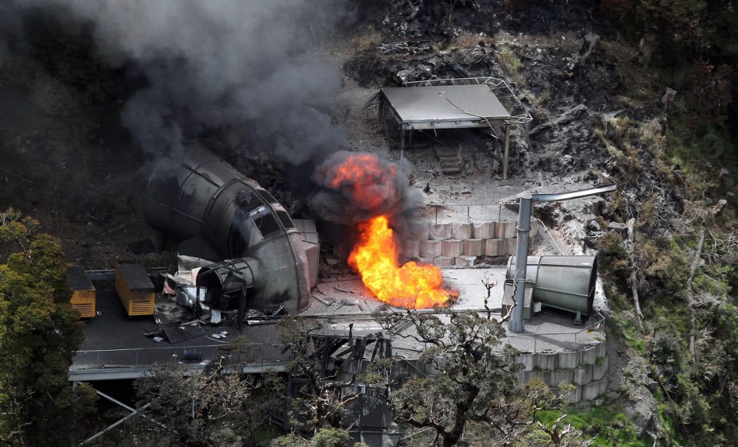 Pike River Coal Mine. Flames coming out of a ventilation shaft