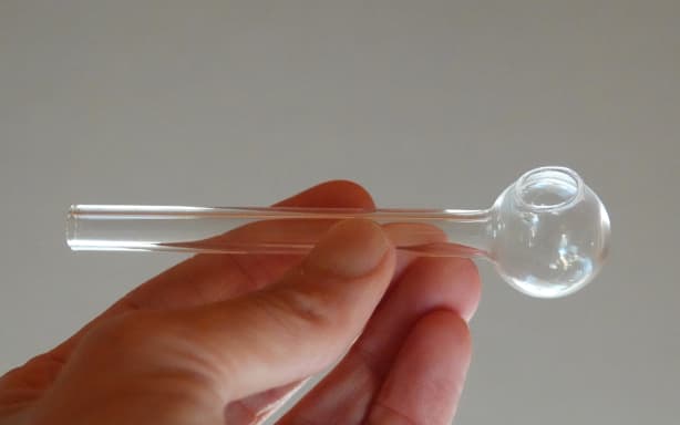 Glass meth pipes like this are readily available in vape stores, $2 shops, and even some dairies.