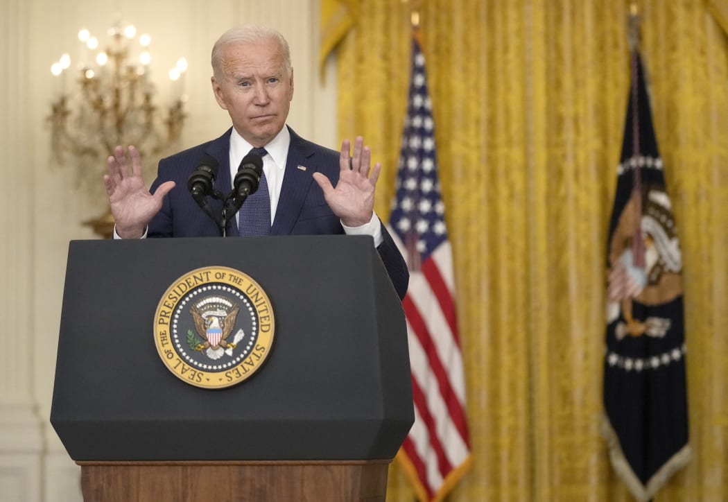 US President Joe Biden speaks about the situation in Kabul, Afghanistan from the East Room of the White House.
