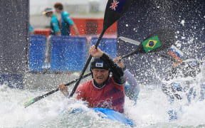 Finn Butcher of New Zealand in the Canoe Slalom cross heats.
Canoe slalom at Nautical St - White water, Paris, France on Sunday 4 August 2024. Photo credit: Iain McGregor / www.photosport.nz