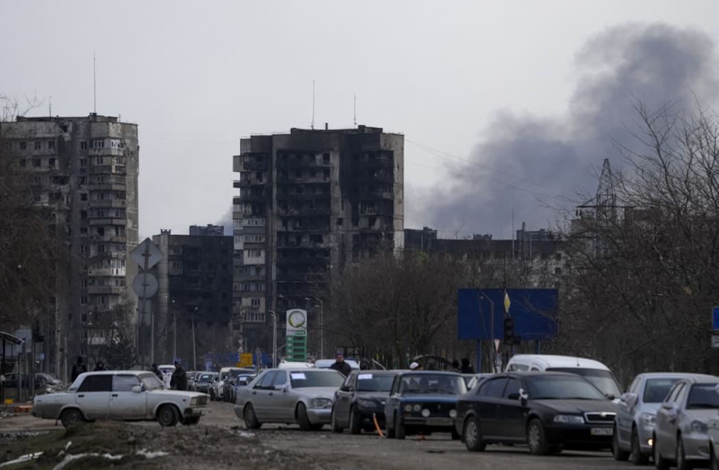 MARIUPOL, UKRAINE - MARCH 20: Civilians trapped in Mariupol city under Russian attacks, are evacuated in groups under the control of pro-Russian separatists, through other cities, in Mariupol, Ukraine on March 20, 2022.