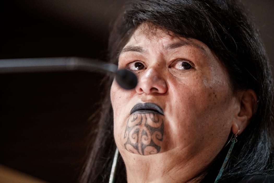 Minister for Local Government Nanaia Mahuta holds a press conference in the Beehive Theatrette on the Three Waters reform.