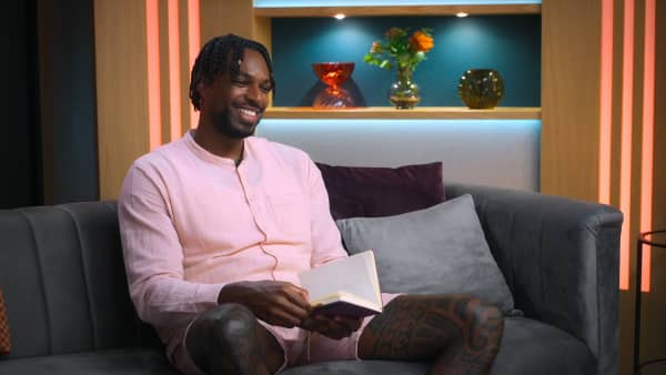 A still from Love Is Blind UK season 2, showing participant Patrick Justus.