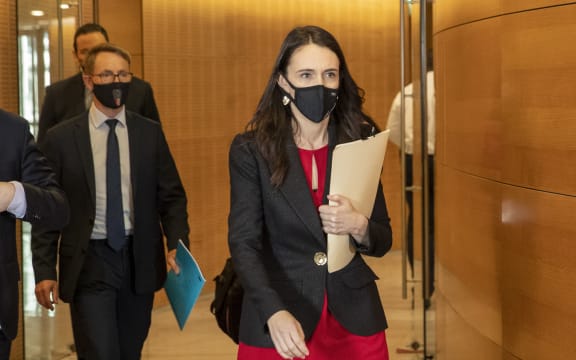 Prime Minister Jacinda Ardern and director-general of health Dr Ashley Bloomfield arriving for the Covid-19 update at Parliament, Wellington 23 September, 2021.