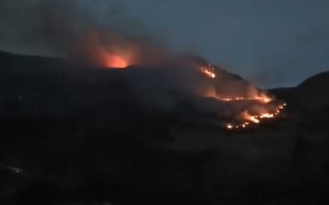 The fire on Mount Roy this morning.