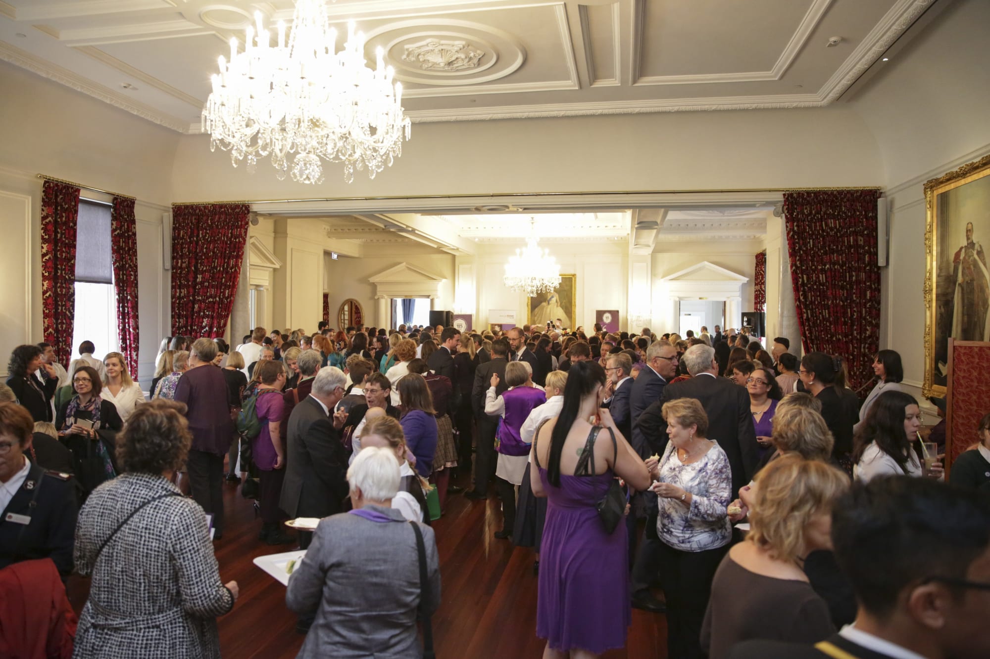 The event was awash with purple and white.