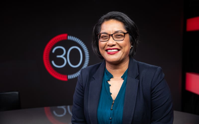 NZ MP and Labour’s Finance spokesperson Barbara Edmonds, in studio with Guyon Espiner for 30.