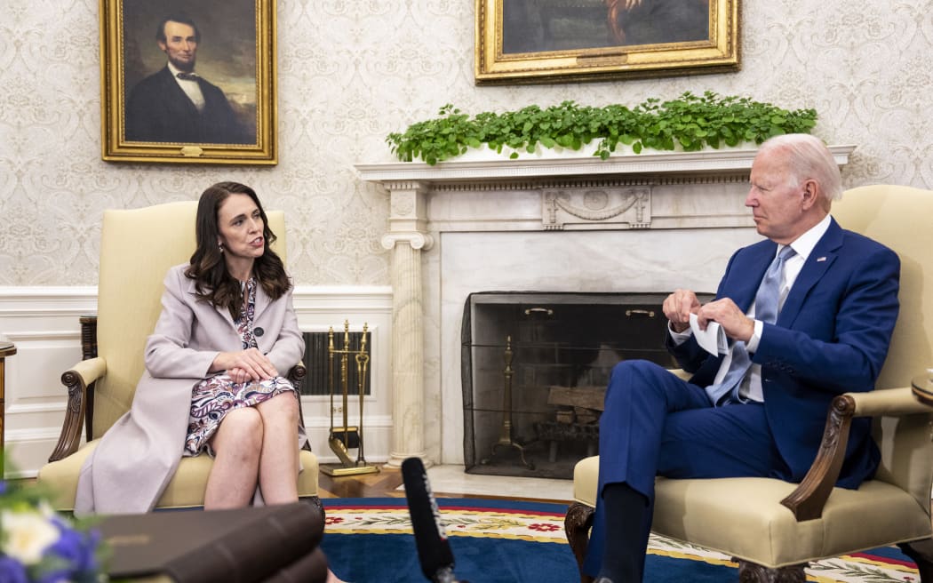 Prime Minister Jacinda Ardern meets US President Joe Biden in the Oval Office at the White House in Washington, DC.