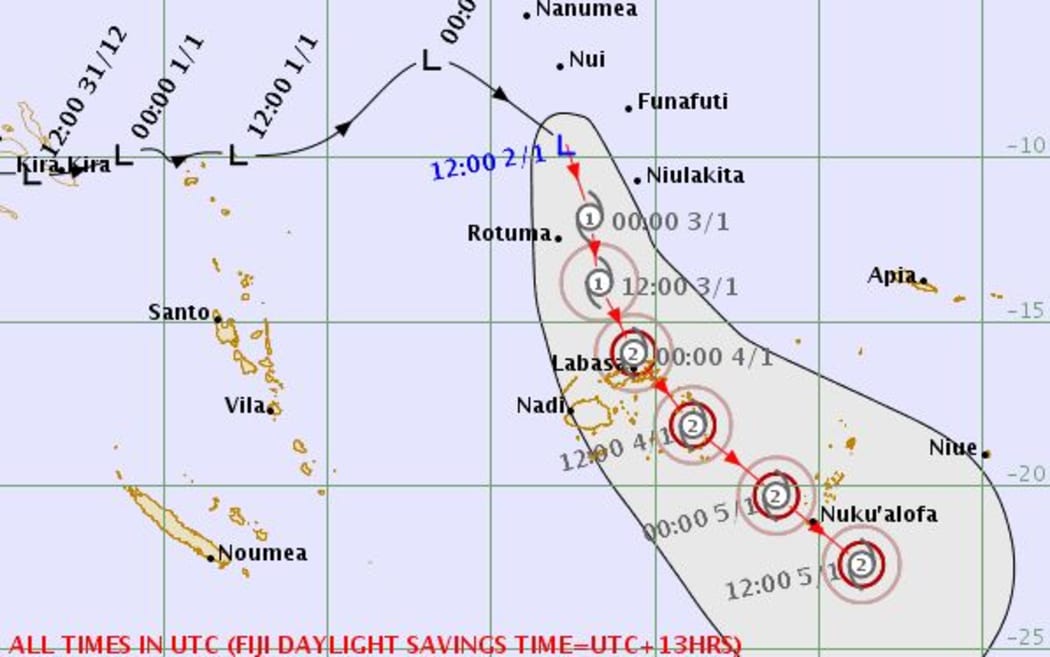 Tropical Depression TD04F forecast track map at 2.52pm on 02 January, 2019.
