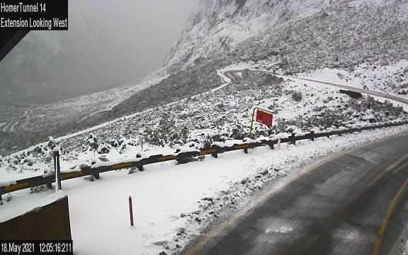 The Milford Road west of the Homer Tunnel on 18 May 2021.