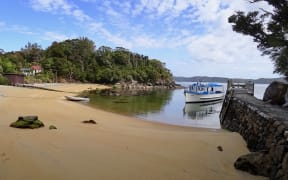 The wharf and ferry at Post Office Bay, Ulva Island. The island is about 3.5km long and lies within Stewart Island's Paterson Inlet.