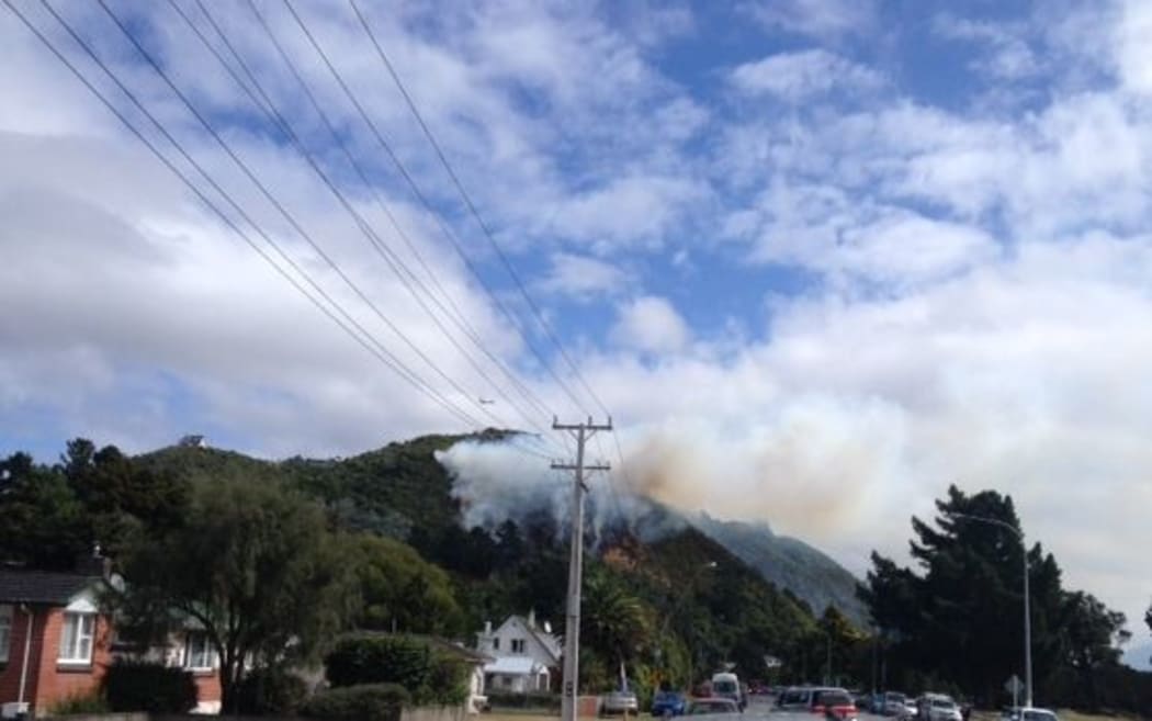 Flames in the hills above Te Marua.