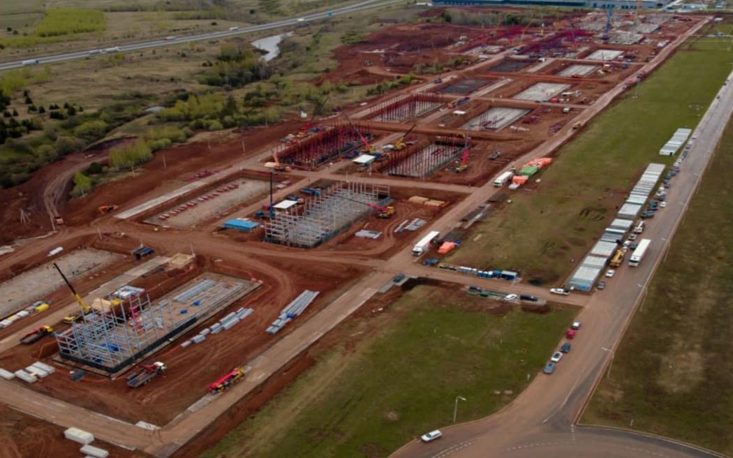 Drone visuals included in an internal Alabuga presentation and geolocated by CNN show construction well underway on one of the rows of dormitories