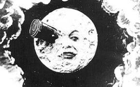 A frame from the 1902 French silent adventure film 'A Trip to the Moon' (Le Voyage dans la Lune).