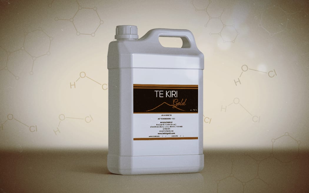 Te Kiri Gold - a liquid containing hypochlorous acid - is sold by Taranaki farmer Vern Coxhead