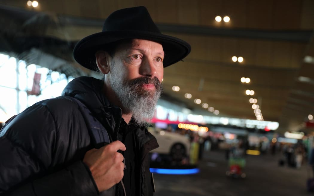 Green Party's Steve Abel arrives at Wellingon Airport on 16 October 2023 following the election.