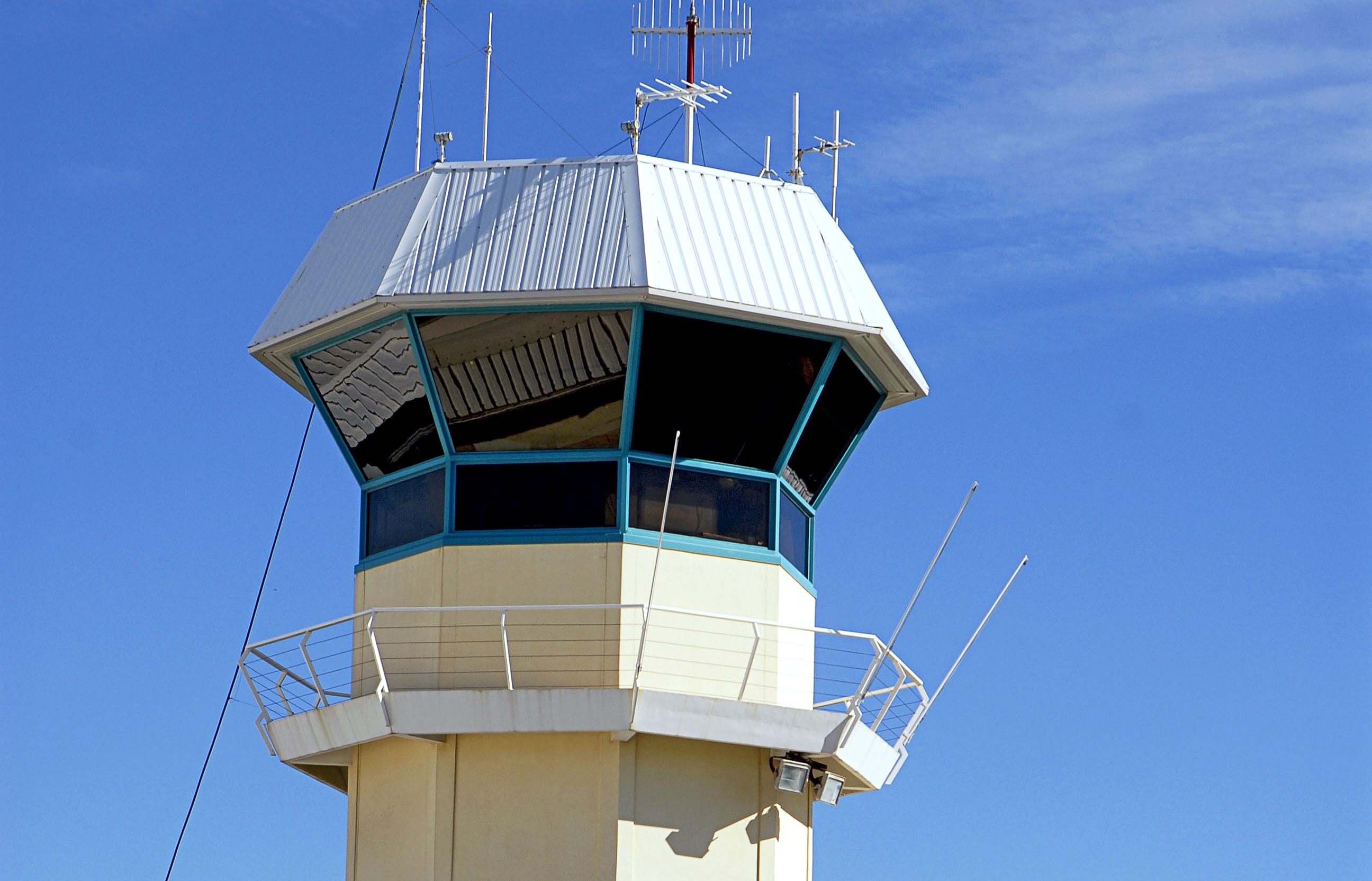 The air traffic control tower at the Noumea's Magenta airport.