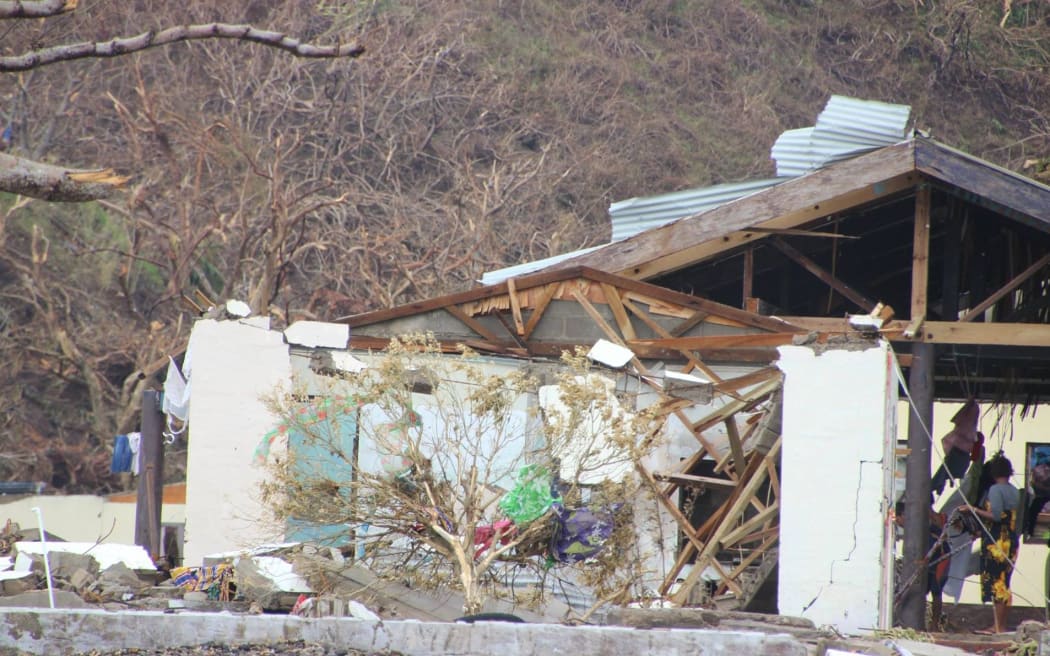 A damaged building on Koro Island in Fiji after Cyclone Winston.