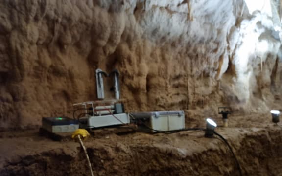 Carbon Dioxide monitoring equipment inside a cave in Waitomo