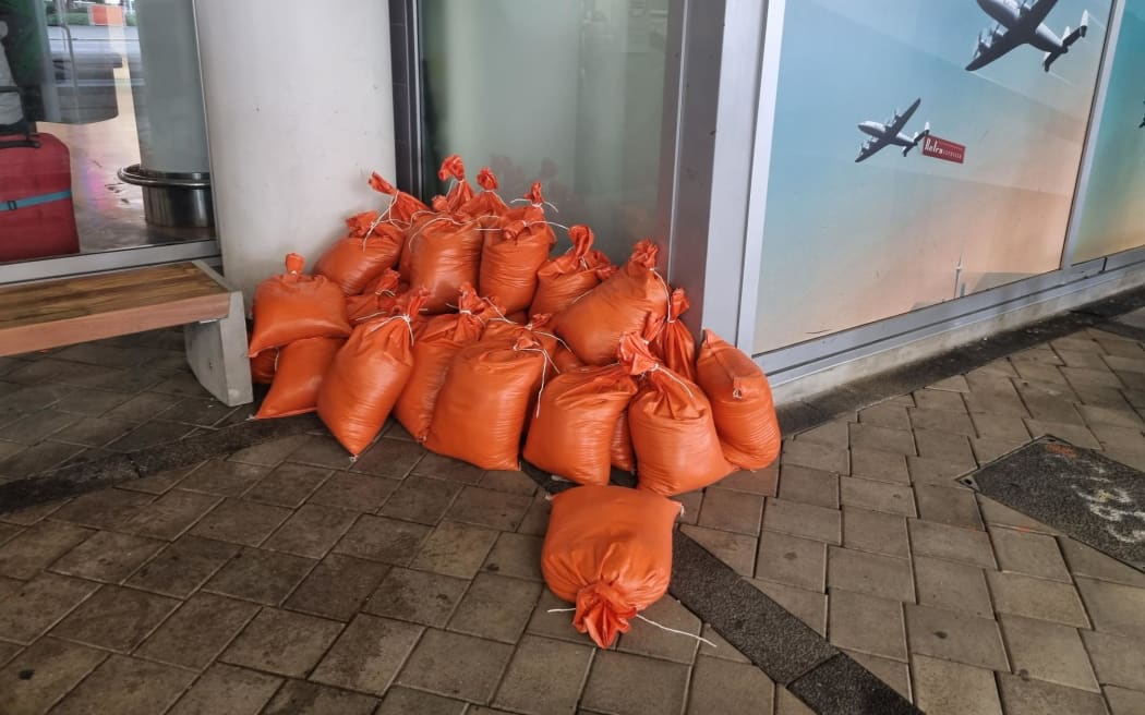 Auckland Airport has prepared itself for further flooding and has sandbags waiting. The airport was severely affected during Auckland's January deluge.