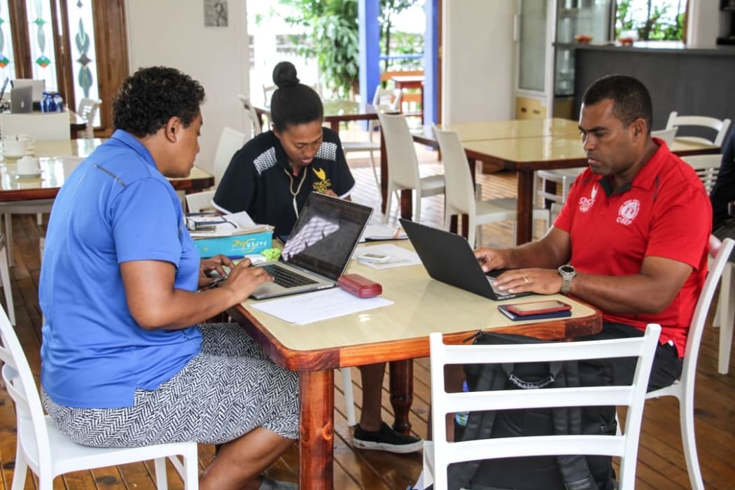 Oceania Sport and Education Programme Coordinator,  Sainimili Saukuru (c), is on a mission to grow international coaches and administrators in Fiji.