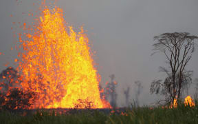 Lava from a Kilauea volcano fissure erupts on Hawaii's Big Island on May 19, 2018