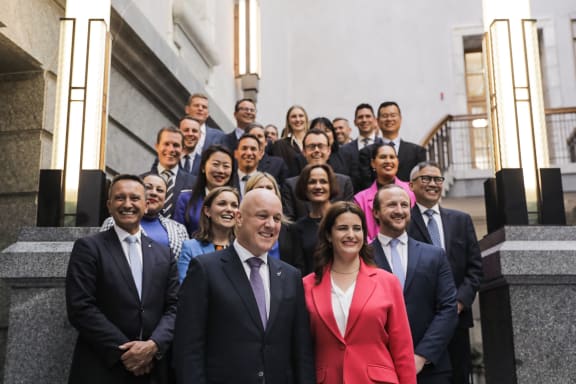 Incoming Prime Minister Christopher Luxon, National deputy leader Nicola Willis and new National MPs.