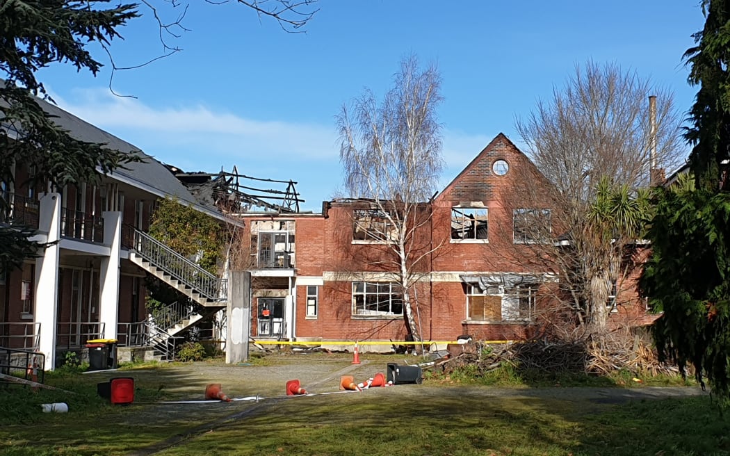 Antonio Hall after the fire.
