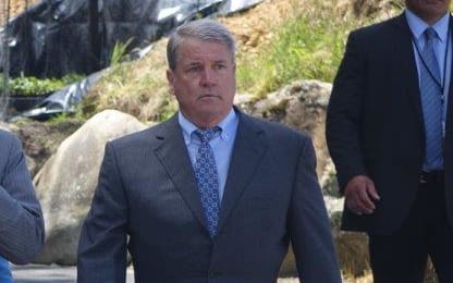 Prince Charles is escorted around the Mahana Winery by owner Glenn Schaeffer (right).