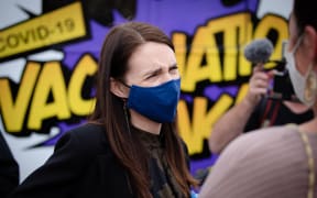 Jacinda Ardern at a Vaccination Centre in Kawakawa
