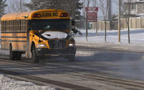 EDMONTON, CANADA - JANUARY 11, 2024:
View of a school bus during freezing weather. Many routes have been canceled by schools due to the prevailing weather conditions, on January 11, 2024, in Edmonton, Alberta, Canada.
A Deep Freeze Alert grips Edmonton area, bringing an unyielding icy siege. Temperatures plummet to a bone-chilling -40 to -48°C, with biting wind chills reaching -55°C (Photo by Artur Widak/NurPhoto) (Photo by Artur Widak / NurPhoto / NurPhoto via AFP)