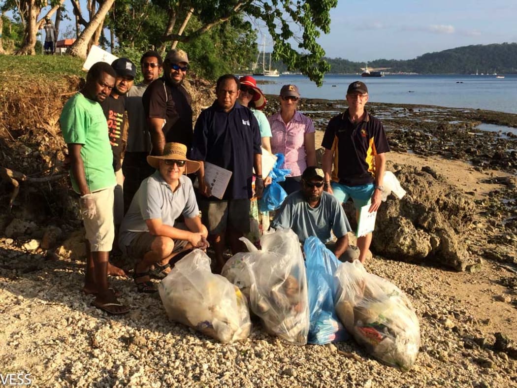 Vanuatu Environmental Science Society completing the litter survey 2017