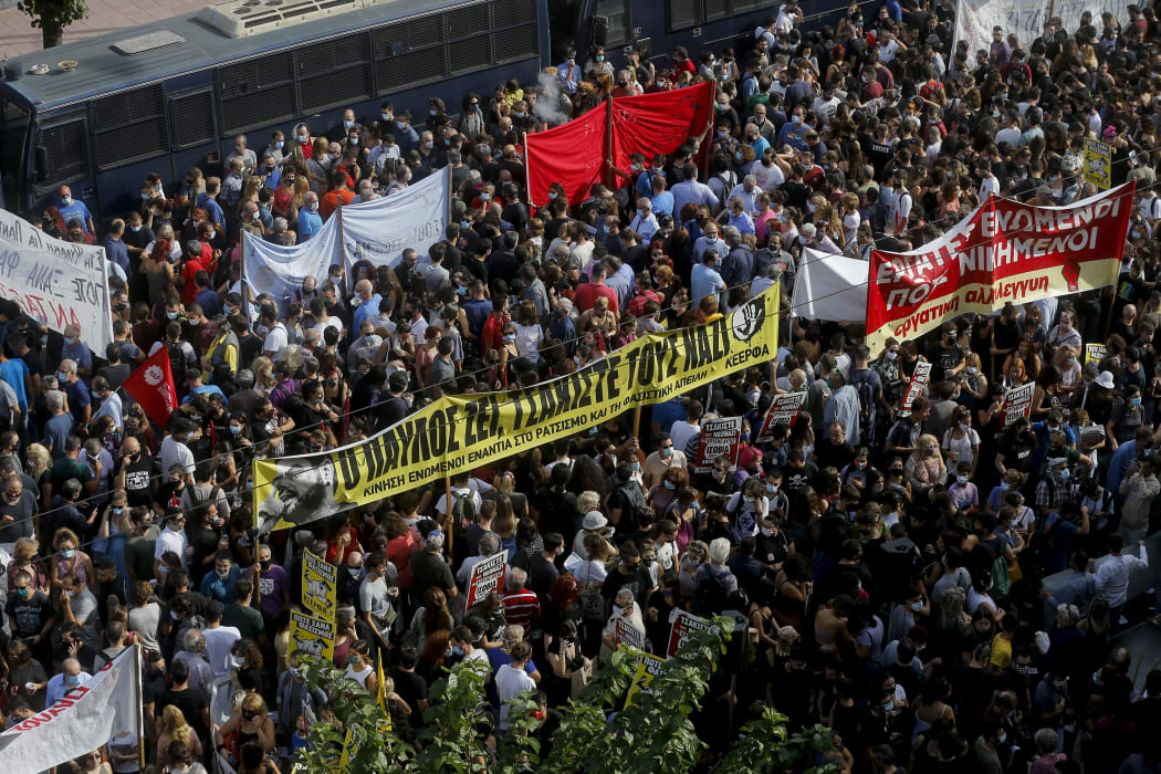 Thousands outside the Athens appeal court cheered as the leadership of the far-right Golden Dawn party was found guilty of running a crime group.
