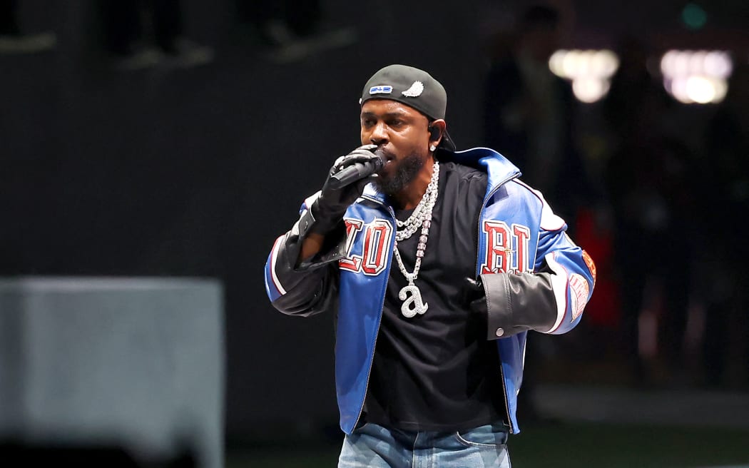 Kendrick Lamar performs onstage during Apple Music Super Bowl LIX Halftime Show at Caesars Superdome on February 09, 2025 in New Orleans, Louisiana.
