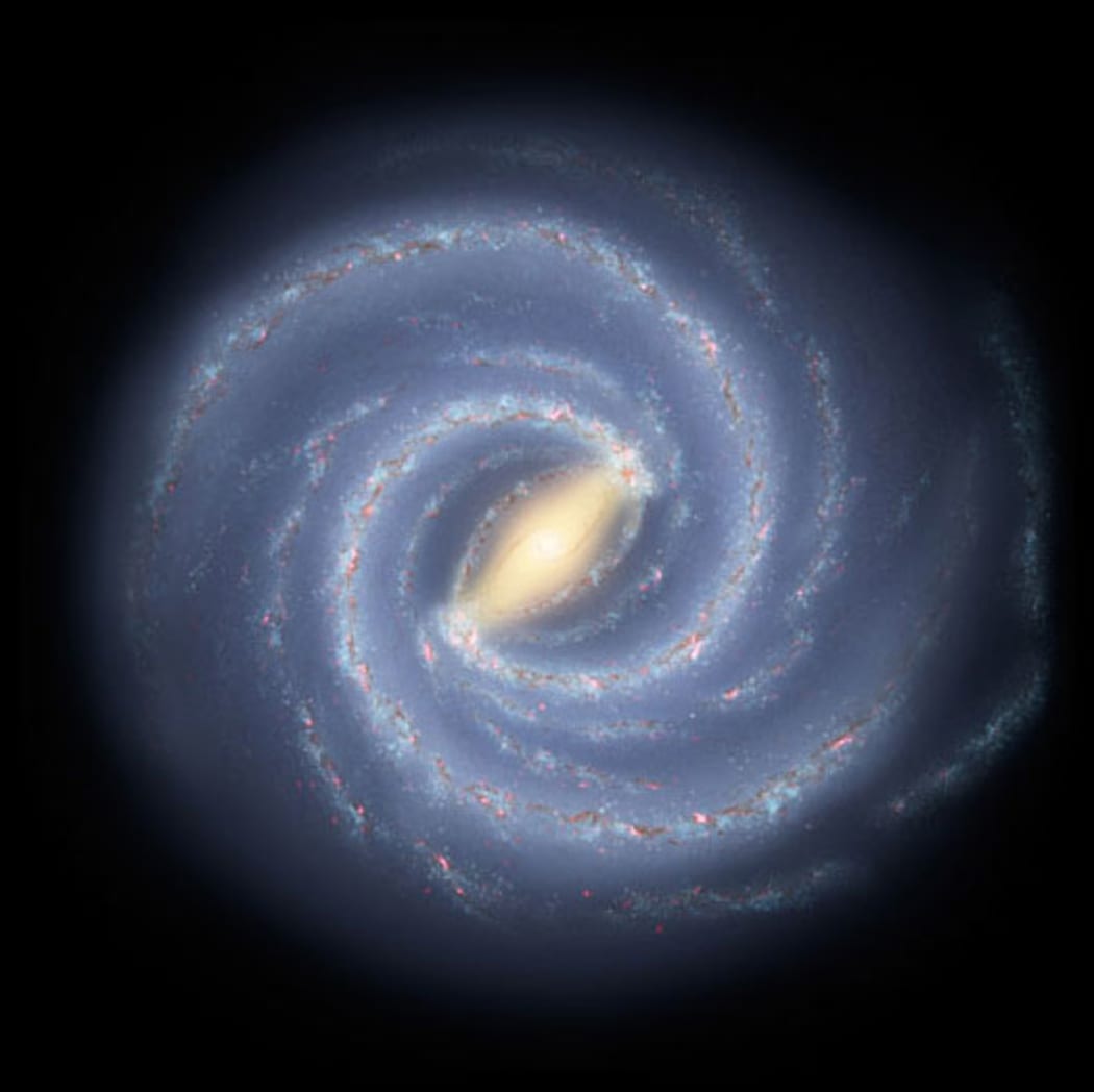 An artist's drawing shows the current view of the Milky Way galaxy.