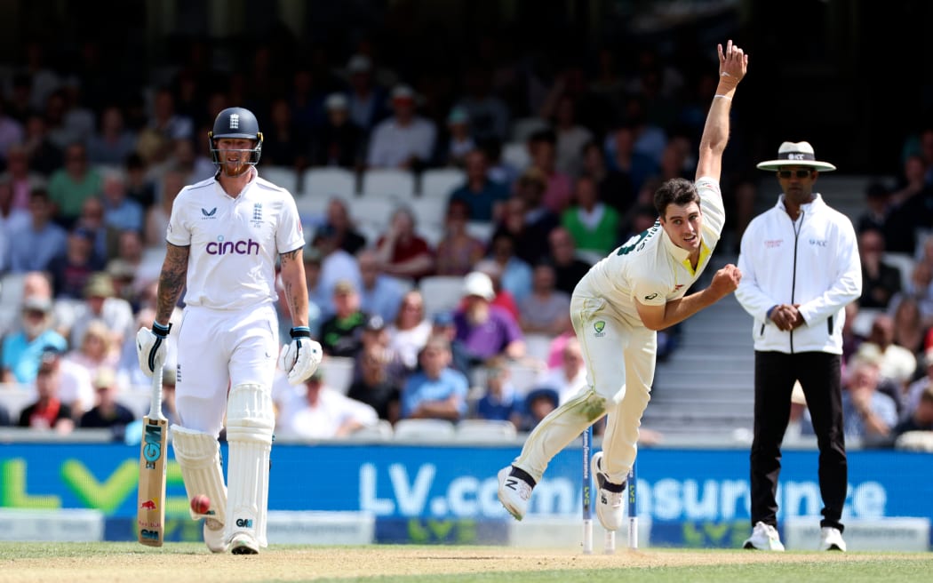 Pat Cummins bowling during the 2023 Ashes series.