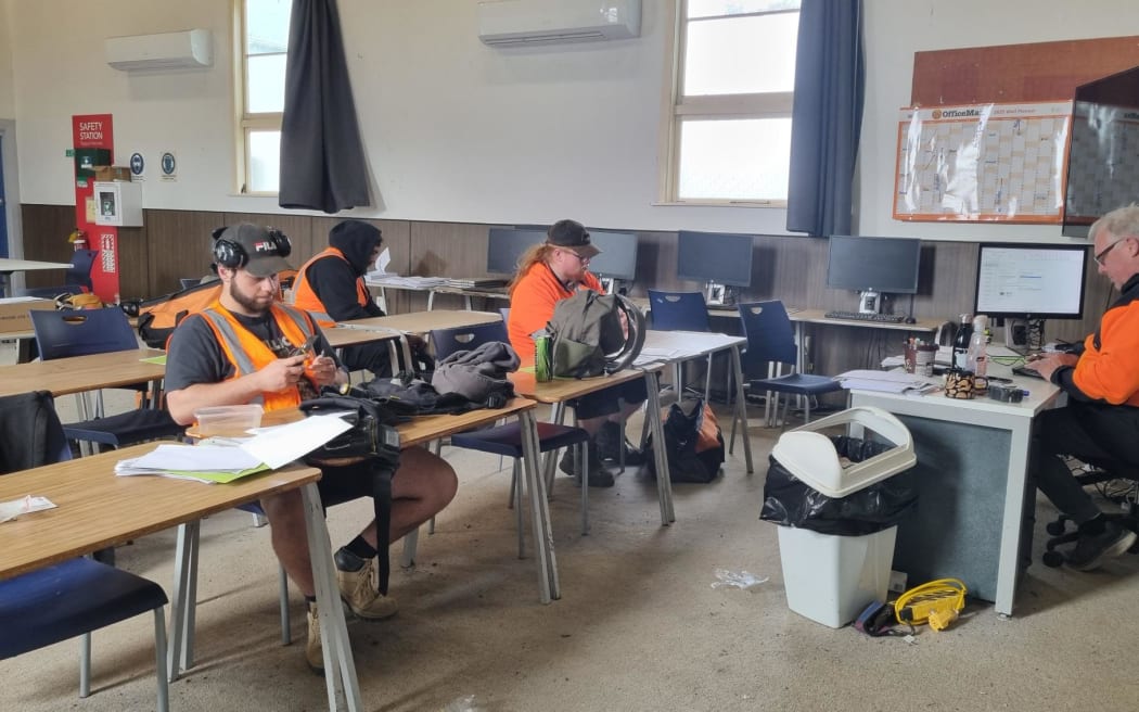 The hall at the former Tokaroa Primary School has been repurposed as a trades training classroom.
