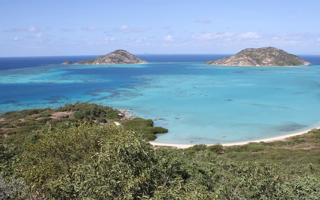 A view from Jiigurru (Lizard Island) across Blue Lagoon towards South Island. (Supplied: Sean Ulm)